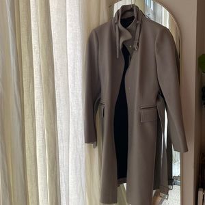 Grey Buckle Wool Trench Coat